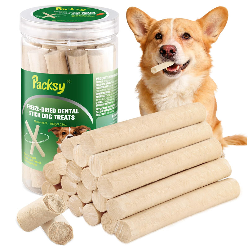 Packsy 100g/3.52oz Dehydrated Salmon&Carrot Dog Sticks,Natural Freeze-Dried Salmon Sticks for Dogs,High Protein,Grain-Free,Gluten-Free,Healthy Snack for All Breeds&Sizes