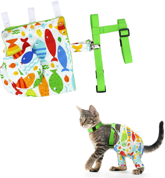 Cat Hind Leg Protection with Adjustable Elastic Rope and Buckle for Postoperative Cat Comfortable Cone Alternative No Li