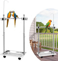 Tandefio Parrot Stand Bird Play Stand 21.65 x 15.35 x 27.95 Inches Large Metal Stainless Steel Bird Playstand Adjustable