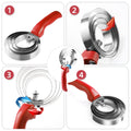 Double Sided Stainless Steel Curry Comb With Soft Grip, Shedding & Grooming Tool For Dogs, Cattle & Horses (Red)