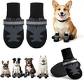 PAWISE Dog Boots & Paw Protectors 4PK, Non-Slip Dog Shoes for Hot Pavement Summer Heat, Waterproof Anti-Slip Sole Dog Bo