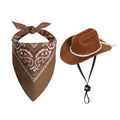 choyaxo Dog Cowboy Hat Dog Cowboy Costume for Small Pet Dogs Cat Cowboy Hat with Bandana Scarf Set Party Accessories (Brown)