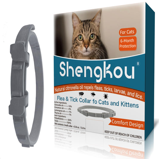 Cat Flea & Tick Collar - Premium Plant-Based Essential Oils, Waterproof, 6-Month Protection for Small Kittens, 1 Pack
