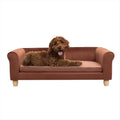 CRITTER SITTERS 42-in. Elegant Brown Faux-Velvet Rectangular Dog Sofa for Medium and Large Dogs, Elevated Plush Dog Couc