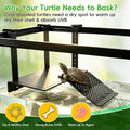 Hanging Turtle Basking Platform for 18"+ Wide Tanks, 12 x 7 in Acrylic Turtle Dock with Feeding Tray & Textured Ramp, Ad
