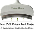 FurorMeow Pet Deshedding Tool with Curve Blade, Cat Grooming Brush, Tight V-shaped Teeth Shedding Comb for Cats and Dogs (White, Large)