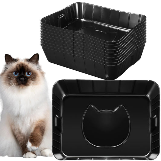 Bokon 12 Pcs Disposable Litter Boxes for Cats Plastic Cat Litter Tray Large Kitten Pan for Kitty Rabbit Guinea Pig Hamster Pets Supplies Travel Home Toilet, 15. 7 x 11. 8 x 3 Inches