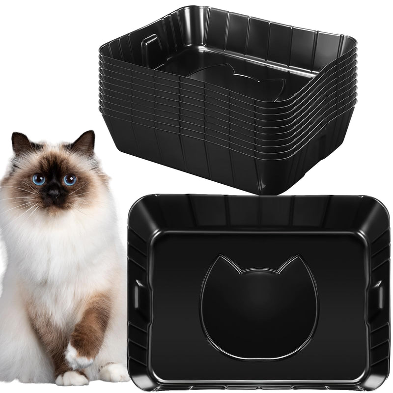Bokon 12 Pcs Disposable Litter Boxes for Cats Plastic Cat Litter Tray Large Kitten Pan for Kitty Rabbit Guinea Pig Hamster Pets Supplies Travel Home Toilet, 15. 7 x 11. 8 x 3 Inches