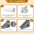 Dog Stairs for Small Dogs 27”H, 6-Step Dog Steps for High Bed, High-Density Foam Pet Stairs with Non-Slip Removable Wash
