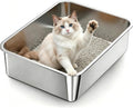 Stainless Steel Cat Litter Box Sturdy Metal Pan for Cats and Pets