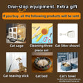 Indoor cat cage with Litter Box, Complimentary Cat Bed, Bow,lcat House with Wheels Outdoor,Large cat Villa Playpen, Smal