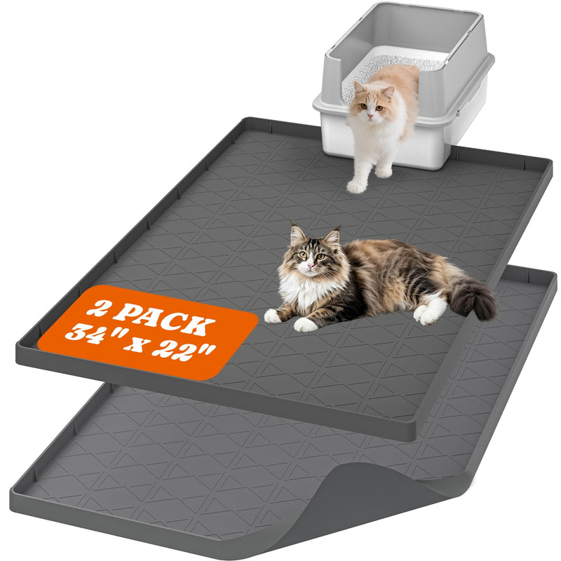 Pawtners Large Cat Litter Mat for Litter Box 2 Packs, 34