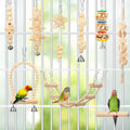 10 Pcs Bird Toys for Parakeets Cage Accessories Parrot Swing Toys and Wooden Perches Platform with Climbing Ladder for Chewing Standing Hanging Swinging Training Budgerigar Conure Cockatiel Finches