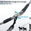 WYuZe 5FT Double Dog Leash No Tangle, Rope Dual Leash for Walking 2 Dogs, Reflective Two Way Split Lead with Soft Handle for Medium Large Dogs, Black