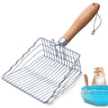 Handzee Cat Litter Scoop, Premium Kitty Shovel with Hook and Hole, Metal Sifter Scooper Stainless Steel for Easy Cleaning, Durable and Heavy Duty, Odor-Free for Litter Box