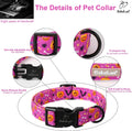 Halloween Dog Collar, Purple Pumpkin Bat Print Puppy Collar
