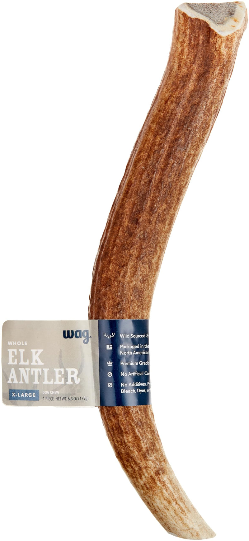 Amazon Brand - Wag Elk Antler - Whole - Long Lasting for Aggressive Chewers - X-Large 9.5-10.5 inches (Best for Dogs over 45 lbs)