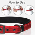 PetiFine Dog Collars for Medium Dogs, Neoprene Padded and Adjustable, Reflective Wide Heavy Duty Pet Collars with Durable Metal Belt Buckle for Walking, Red, M