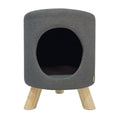 4 Cats & Dogs Wallie Stool – Plush Pet Stool & Bed with Wooden Legs, Cozy Cat Condo Furniture & Pet Nook Hideaway, Multipurpose Stool with Cozy Pads for Cats & Small Dogs, Dark Grey