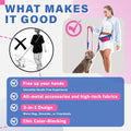 Hands Free Dog Leash with Pouch, Bungee, Waist Belt and Dual Handles