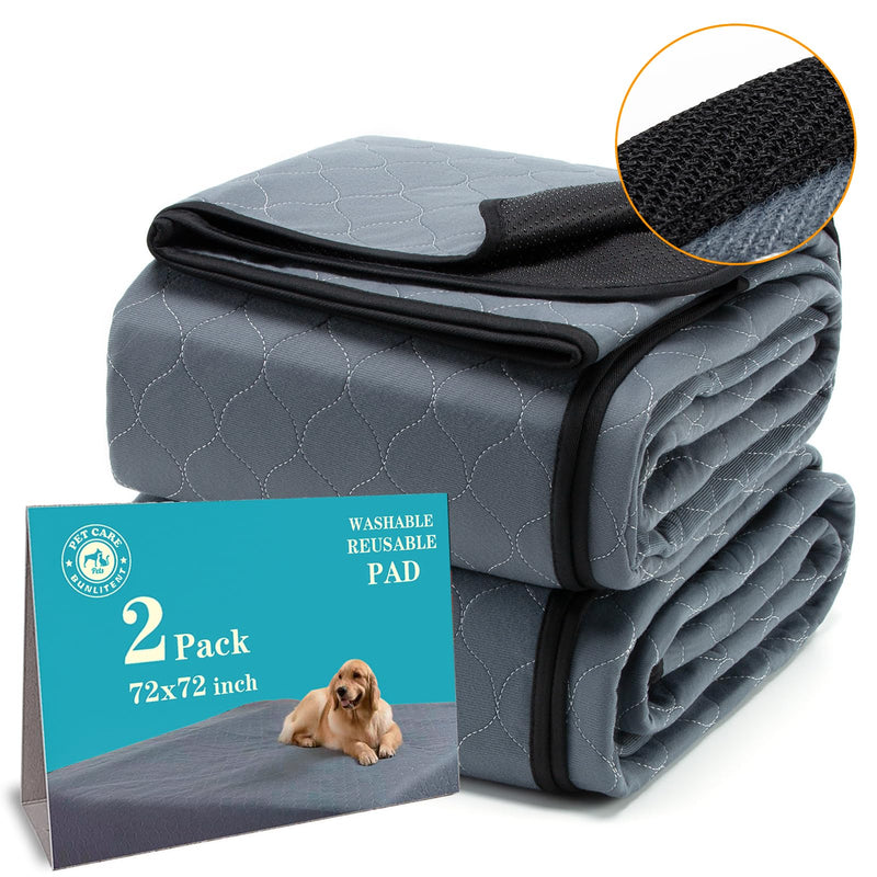 Bunlitent Washable Pee Pads for Dogs 72x72, 2 Pack, Extra Large Reusable Puppy Pads, Dog Training Pads with Quick Dry, Large Anti-Slip Dog Pee Pads, Whelping Pads, Potty Pad