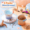 Tioncy 2 Pcs Raised Tilted Ceramic Cat Food Bowl Fish Shape Cute Elevated Slanted Shallow Angled Cat Dish Non Slip Feeder Bowl for Anti-Vomiting and Fatigue (Blue,Orange)