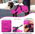 Doglay Dog Coat with Detachable Harness, Fleece Dog Winter Jacket