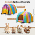 Guinea Pig Hideout Soft Large Bed Tunnel with Door Curtain 2 Pack Guinea Pig Toys Set Bunny Bed Cage Accessories for Sma