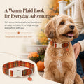 DOGWONG Vintage Fall Tartan Dog Collar, Adjustable Halloween Orange Plaid Cotton Pet Collar, Autumn Dog Collars for Smal