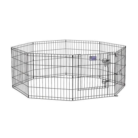 MidWest Homes for Pets 24-Inch Exercise Pen, for Indoor and Outdoor Use, 16 Sq Feet of Play, Single Door Folding Dog Pen, with Large Door Opening & Secure Latch, Easy to Set Up, Foldable Dog Playpen