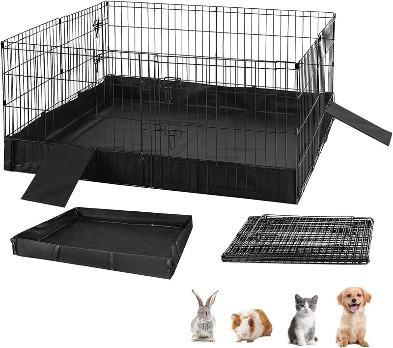 GUTINNEEN Rabbit Pet Playpen Guinea Pig Cage with Waterproof PVC Bottom Liner, Triple Fixing Cage for Rabbit, Guinea Pig