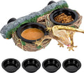 REPTI ZOO Magnetic Reptile Feeding Ledge, Gecko Feeder Ledge with 4PCS Cups, Hollow Vine Food Dish, Reptile Water Bowl f