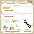 ROSAUI Cat Teaser Wand Toys, Interactive Bird Toys for Indoor Kittens, 42.15’’ Long Cat Fishing Pole Toys, 2Pcs Wires and 5Pcs Natural Refills, Sustainable Wooden Handles, Exercising, Playing