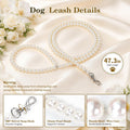 Bwogue 3-Piece Dog Wedding Flower Collar, Pearl Leash & Veil Outfit Set