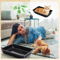 Reallnaive 30 Pcs Disposable Litter Boxes for Growing Cat, Plastic Cat Litter Trays, 3 Sizes 16.5 x 11 Inches/ 11.8 x 9.