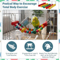 2 PCS Wooden Bird Ladder Bridge Swing Toy, Colorful Pet Toys Accessories