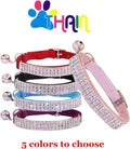 THAIN Rhinestones Cat Dog Collar Soft Velvet Safe Adjustable Collar Bling Diamante with Bells, 8-11 inch for Small Dogs 
