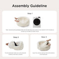 Bedsure ComfyFleece™ Cat Bed, Washable Round Cute Pet Beds for Indoor Cats, Super Soft Corduroy Kitten Bed with Anti-Slip Bottom, 20''x20''x8'', Cream