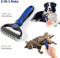 WePet Grooming Rake for Dogs & Cats, Double-Sided Deshedding Brush, Extra-Wide Dematting Tool, Slicker Comb for Undercoa