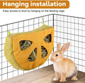 Hanging Hay Bag, 4 Holes Rabbit Hay Feeder Guinea Pig Feeding Bag with 2 Hooks for Bunny Hamster Chinchilla Small Animal