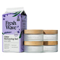 Fresh Wave Odor Removing Gel Eco-Refill, 63 oz. Lavender Scent | 4 Empty Refillable Glass Jars | 4 Room Set
