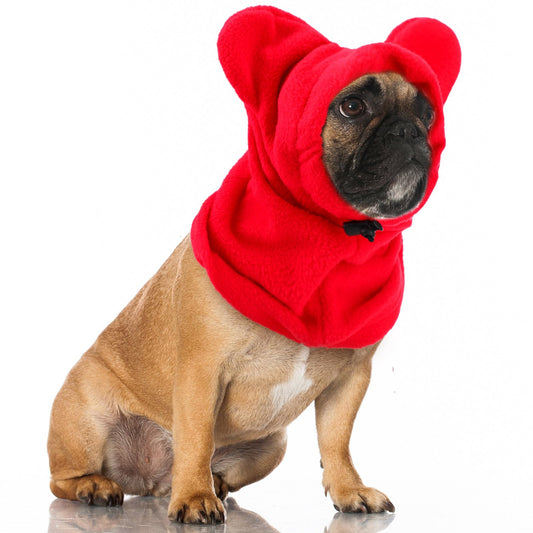 Clysee Winter Dog Hats Quiet Ears for Dogs Ear Muffs Pet Neck Warmer Scarf Hoodie Noise Protection Cover Beanie Head Wrap Costume for Pet Dog Cats(Red,M)