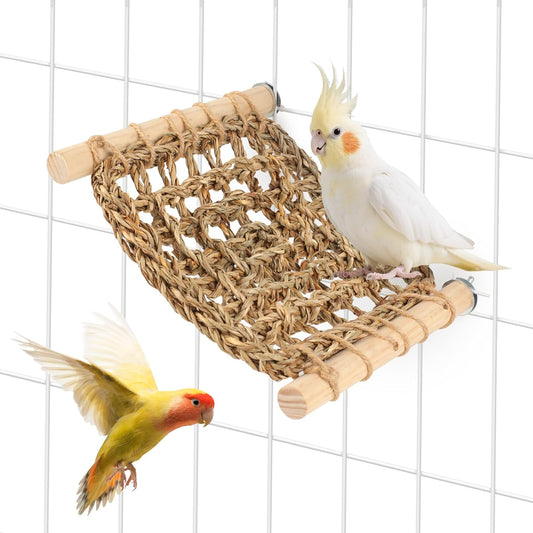 Bird Seagrass Mat, Natural Woven Climbing Ladder Parakeet Net