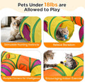 Petizer H-4-Way Collapsible Cat Tunnels for Kittens Indoor Entertainment, Washable Cute Cat Tube Toys with Interactive Playing Balls,Tear-Resistant Pet Tube, Cats, Kitten, Kitty, Puppy, Rabbit