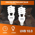 REPTI ZOO UVB Light for Desert Reptile 2 Pack, 10.0 26W UVA UVB Reptile Light Bulb, UVB Spiral Compact Lamp for Bearded 