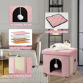 BRIAN & DANY Cat Beds for Indoor Cats,Cat Cave House for Kitten with Scratch Board & Ball,14.5X 12.5X 14.1 inches, Pink