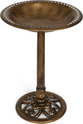 Backyard Expressions Outdoor Garden Bird Bath - Bronze - Weather Resistant Resin with Ground Stakes - 27 Inch