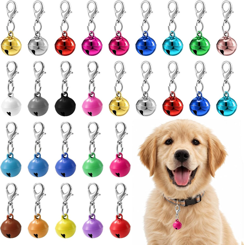 28 Pcs Pet Bells for Dog Cat, Colourful Pet Small Bells with Clasps