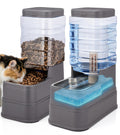 2 Pack Automatic Cat Feeder and Water Dispenser 1.3Gallon Dog Gravity Food Feeder and Water with Ice Pack Stainless Steel Dry Food and Waterer Bowl for Small Medium Large Pets (Grey)