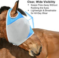 Horse Fly Mask Without Ears, UV Block Breathable Mesh (Blue, L)